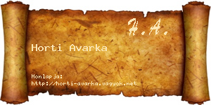 Horti Avarka névjegykártya